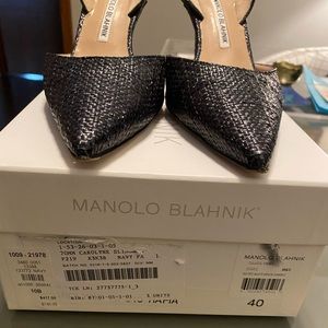 Manolo Blahnik navy slingback